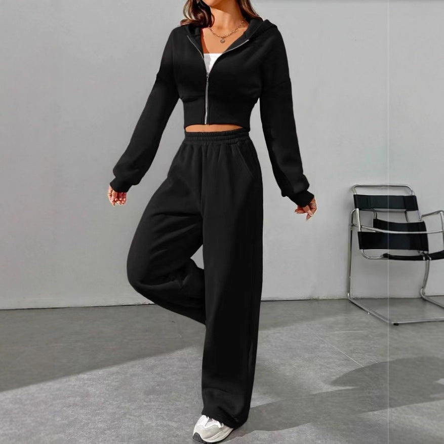 Cropped Hooded Sweatshirt Set