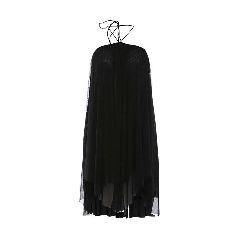 Loose-Fitting Halter Neck Backless Mini Dress