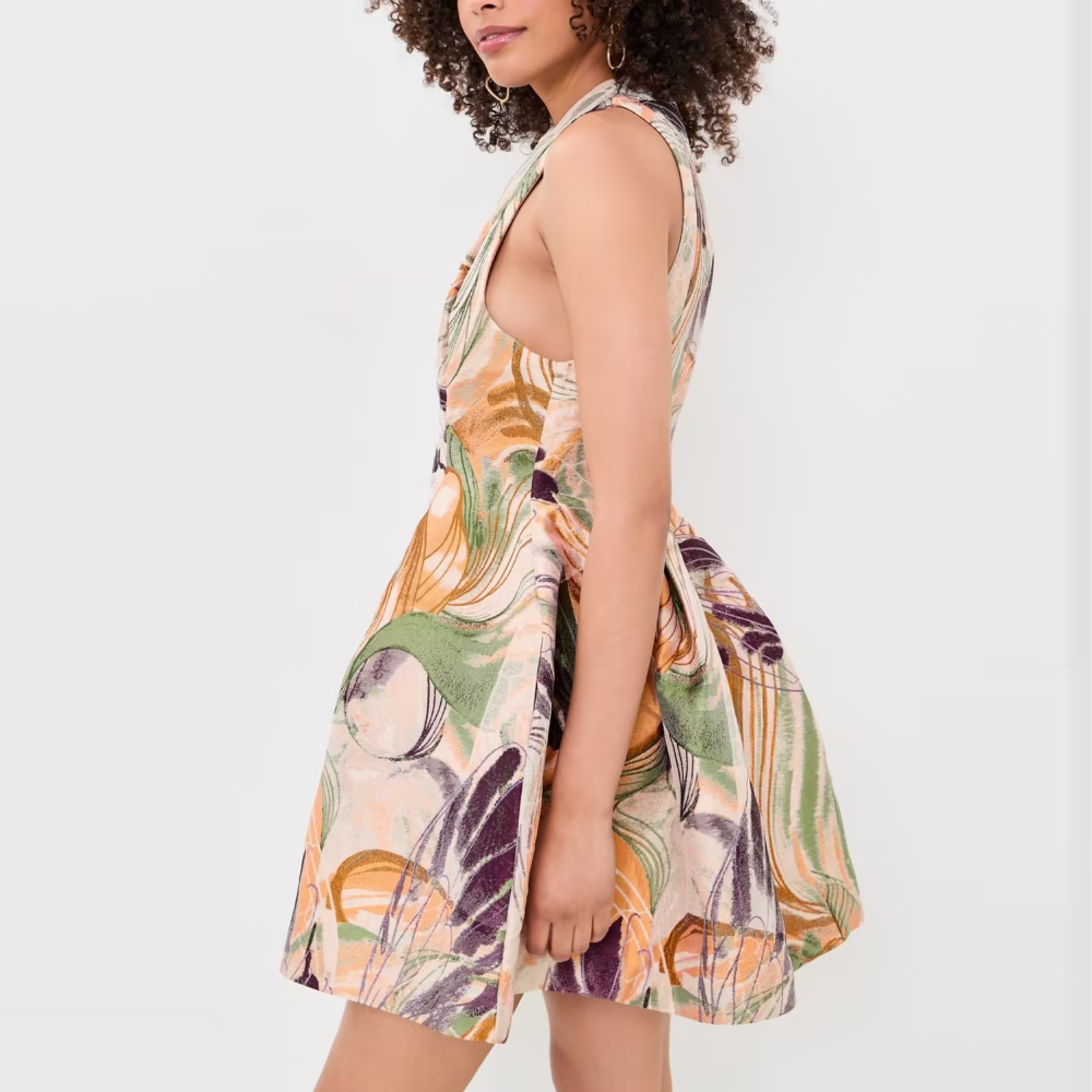 Abstract Oil Painting Print Sleeveless Mini Dress