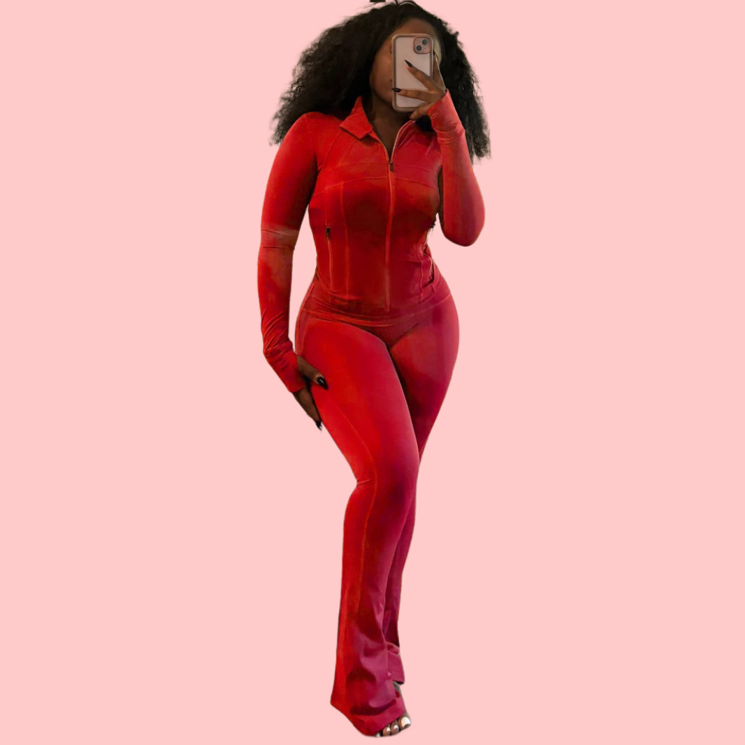 Solid Color Sports Zipper Jacket & Yoga Pants Set