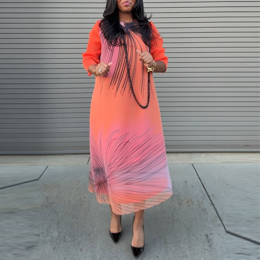 Sunset-Hued Gradient Stretch Maxi Dress