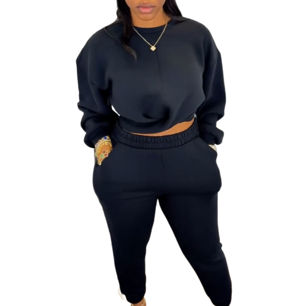 Solid-Color Sweatshirt Set