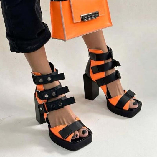 Buckle Square Heel Sandals