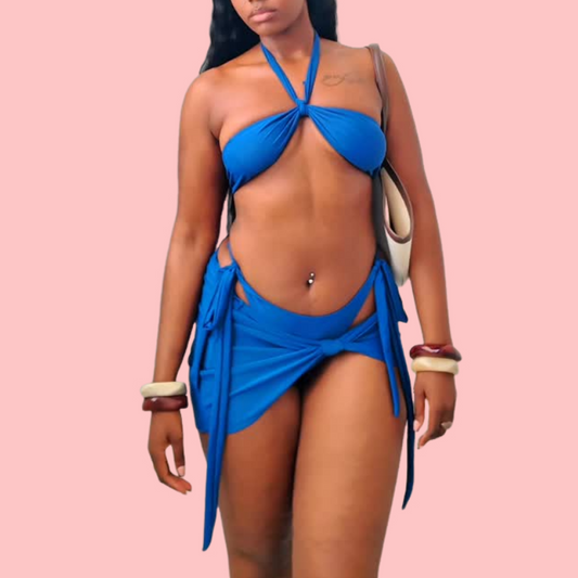 Teal Halter Neck Bikini Set