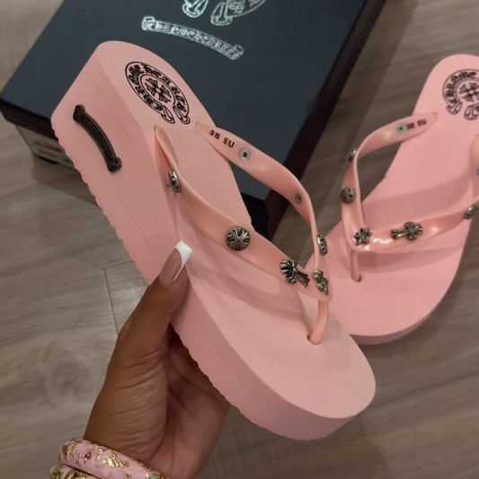 Pink Cross Flip-Flops