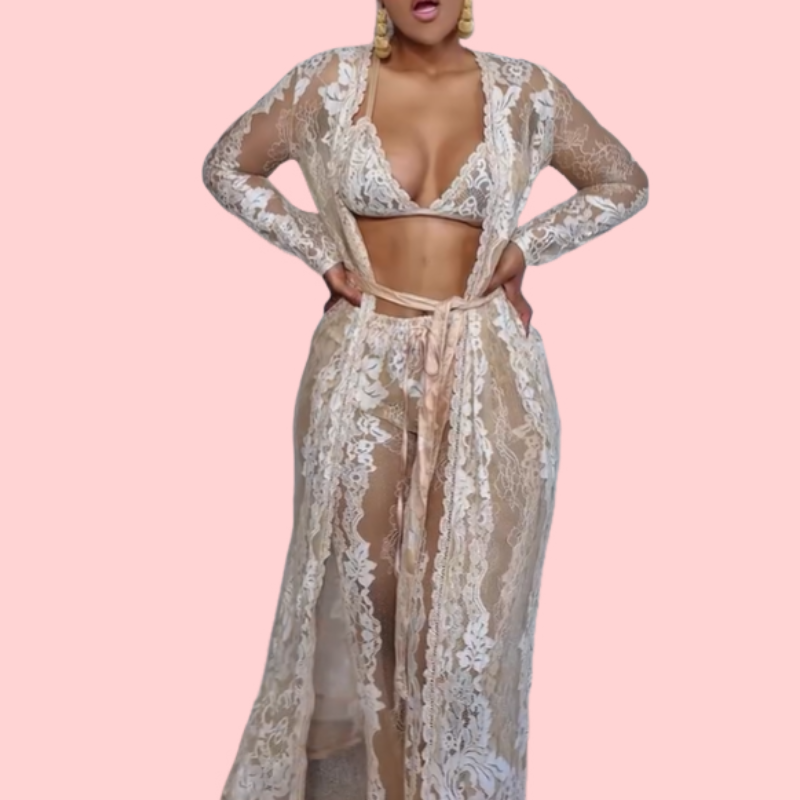 White Lace and Tulle 3-Piece Set