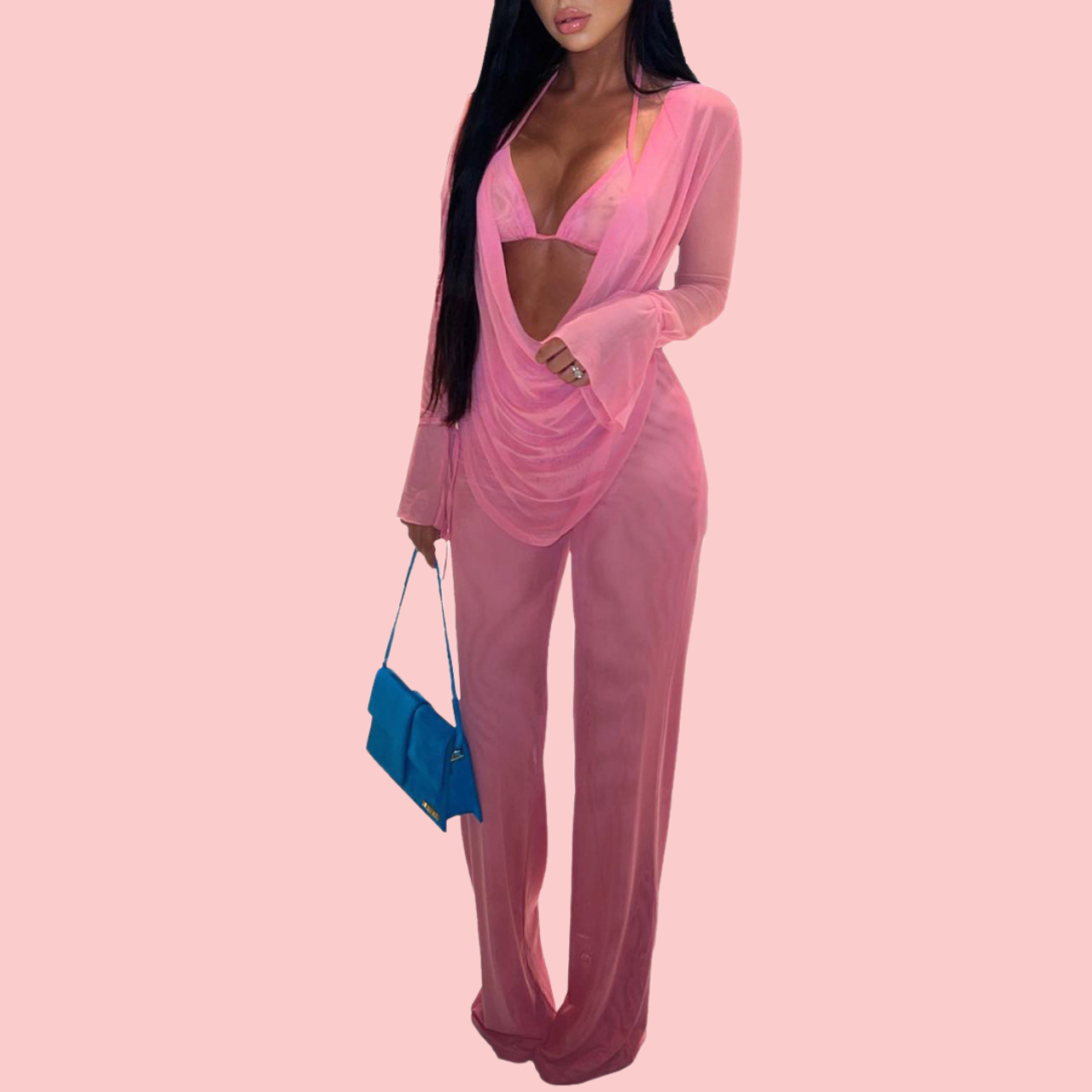 Solid Color Mesh 3-Piece Set