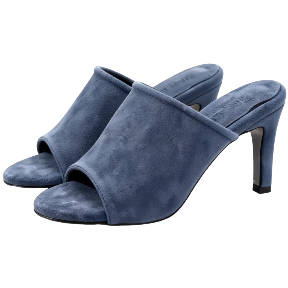 Blue Suede High-Heeled Sandals