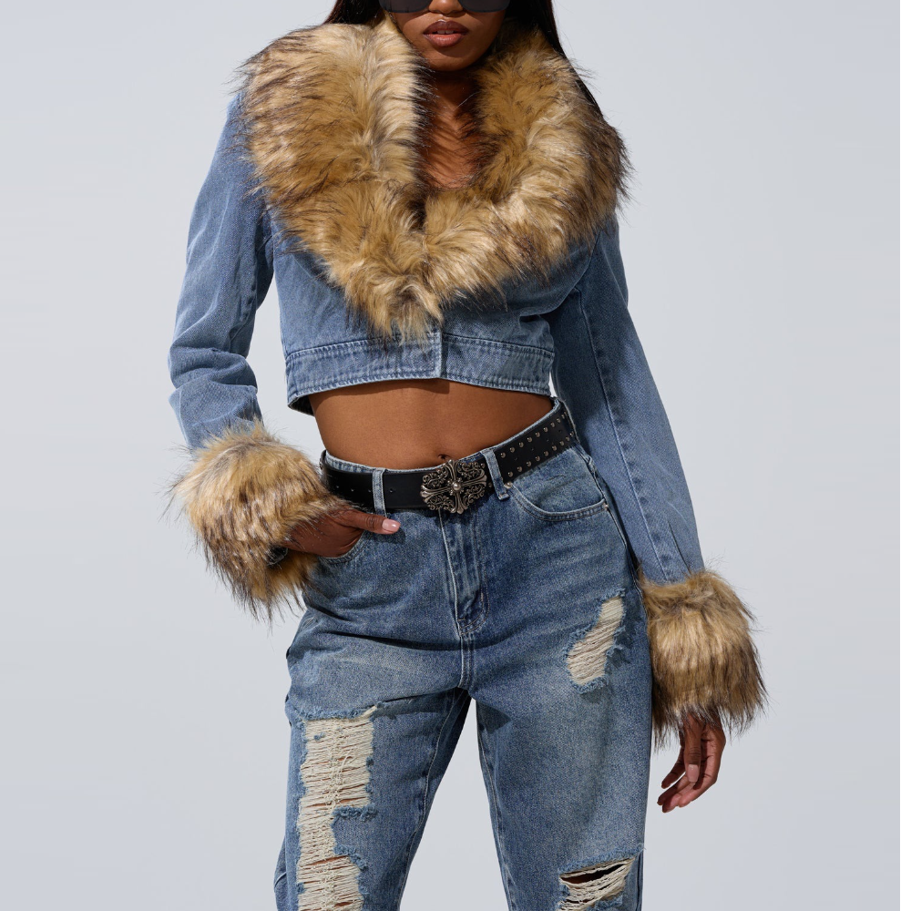 Gisele Cropped Fur Trim Jacket