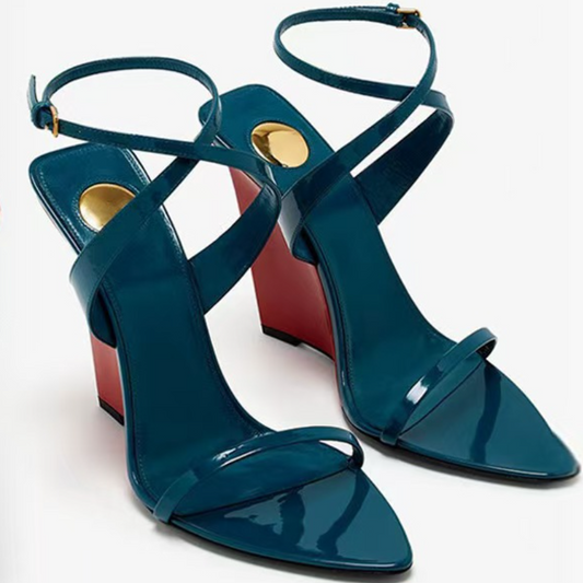Colorblocked Pointed Toe High Heeled Sandals