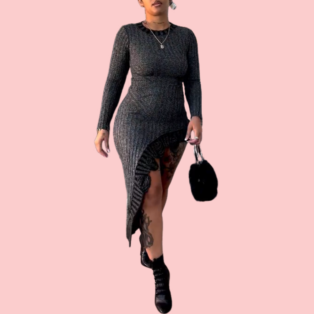 Black Knitted Sweater Dress