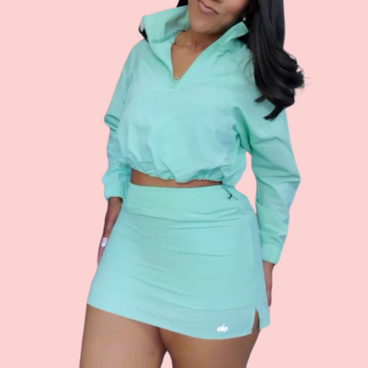 Half-zipper sports two-piece set