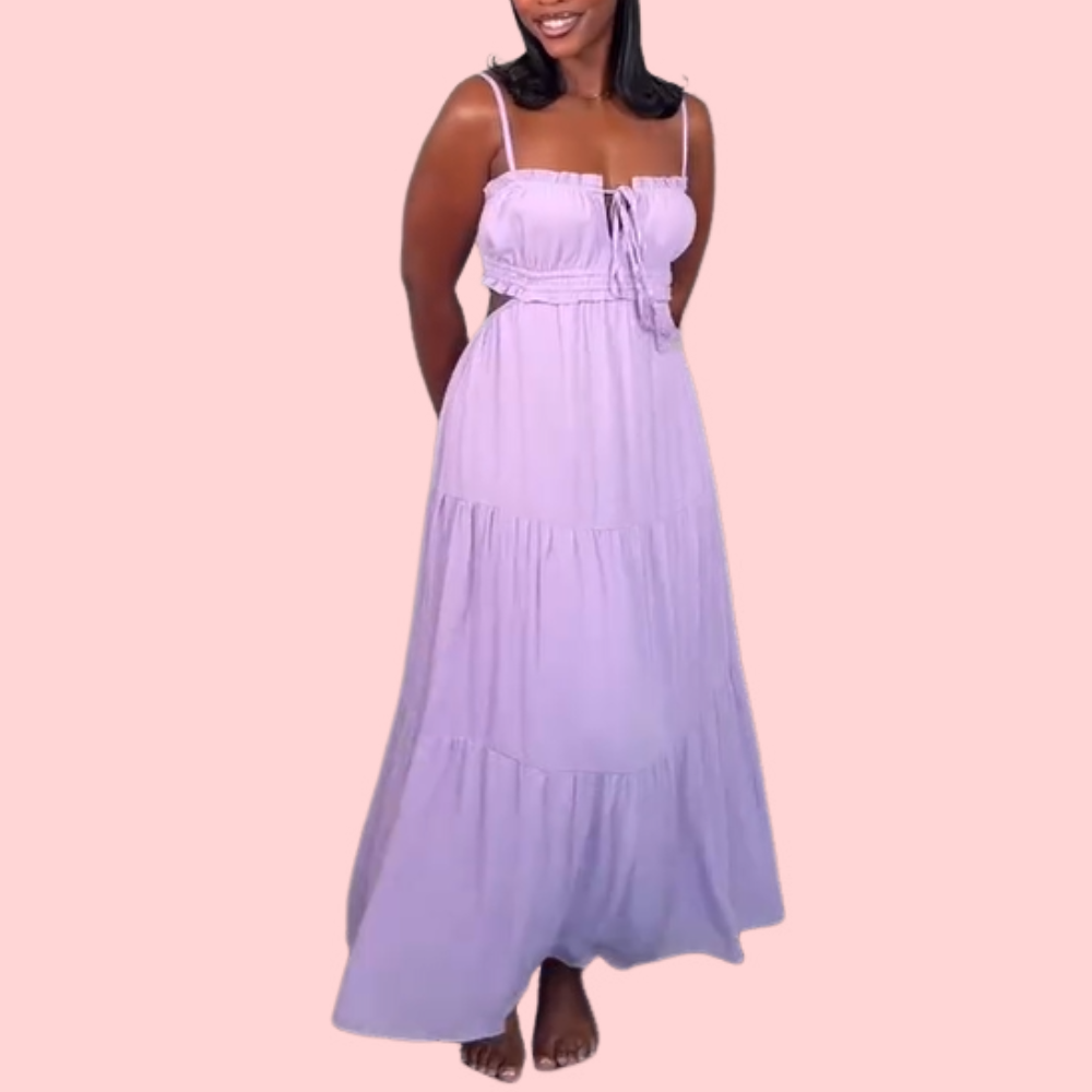 Solid-color Strapless Backless Tie-Back Dress