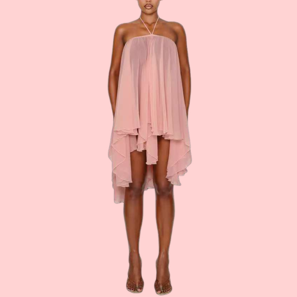Loose-fitting Tube Neck Mini Dress