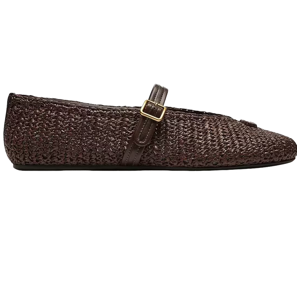 Brown Woven Ballet Flats
