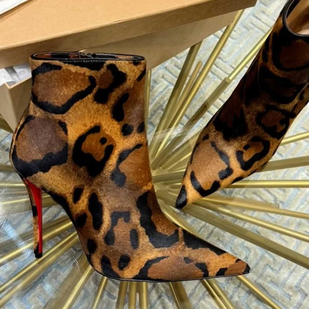 Leopard Print high heel boots