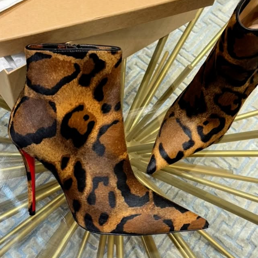 Leopard Print high heel boots