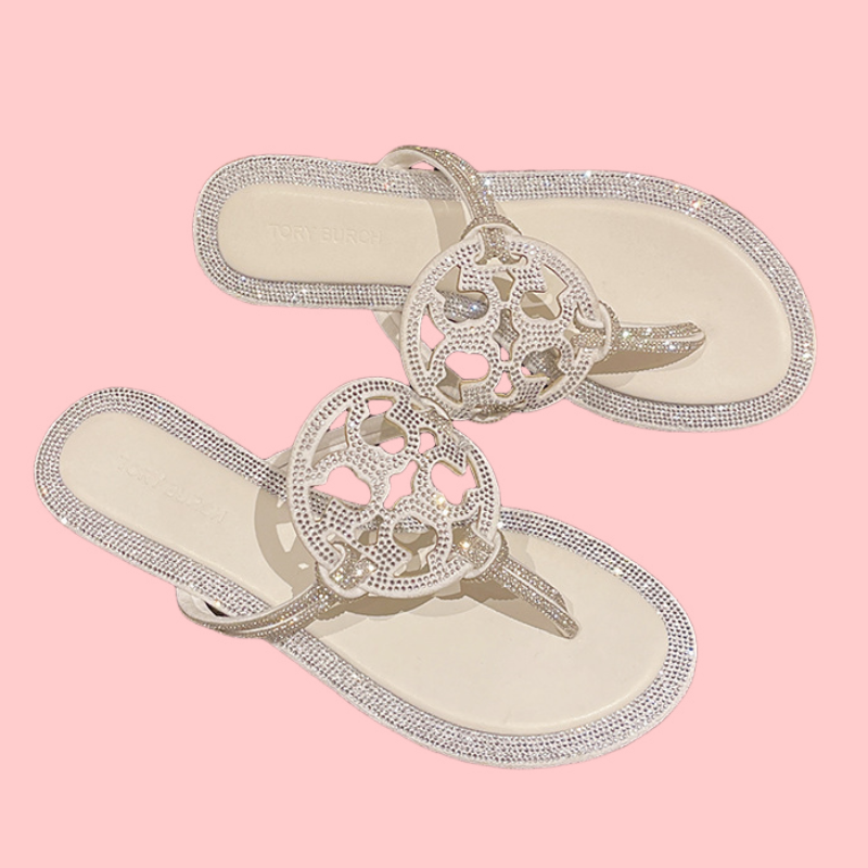 Rhinestone-Embellished Flip-Flops