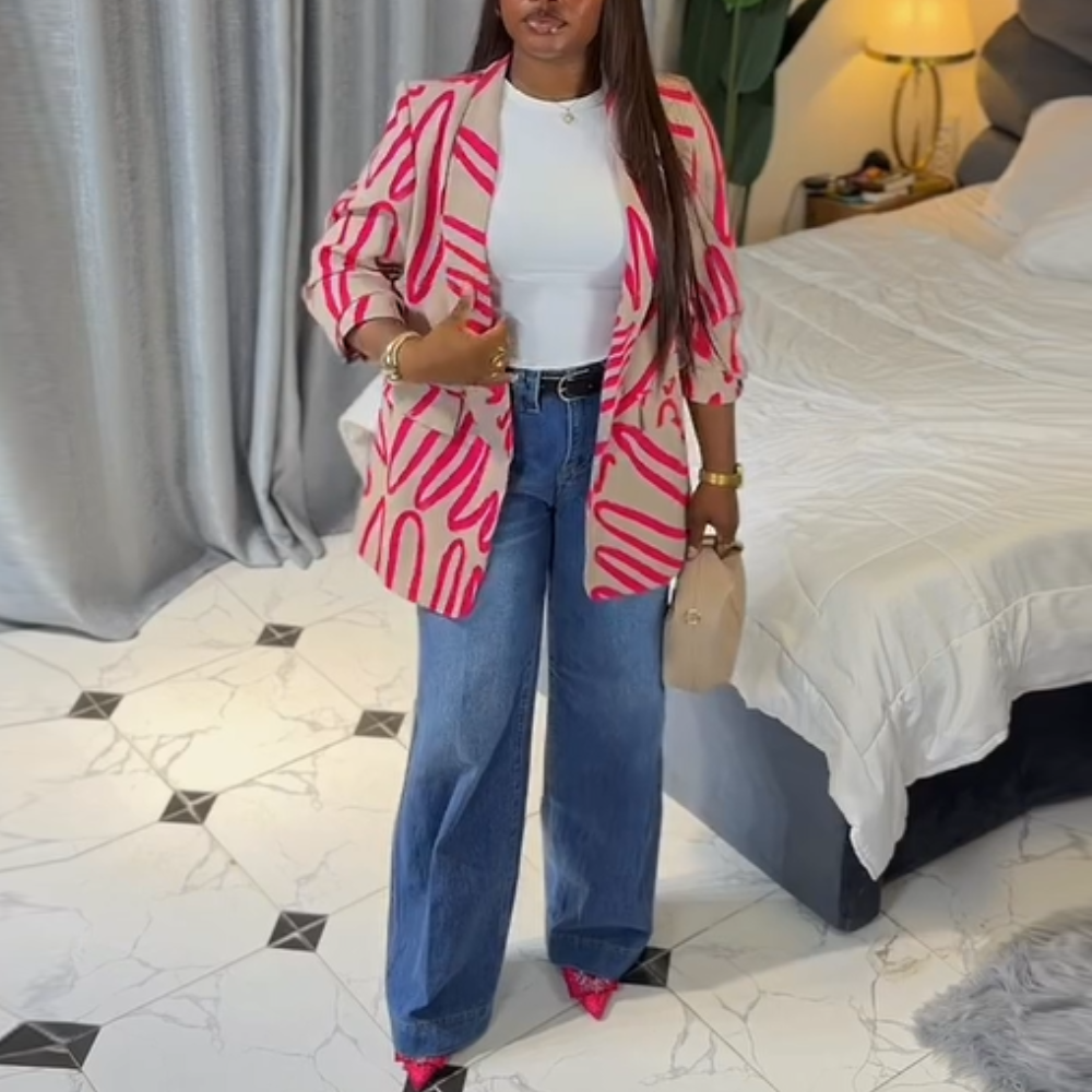 Rose-Striped Blazer