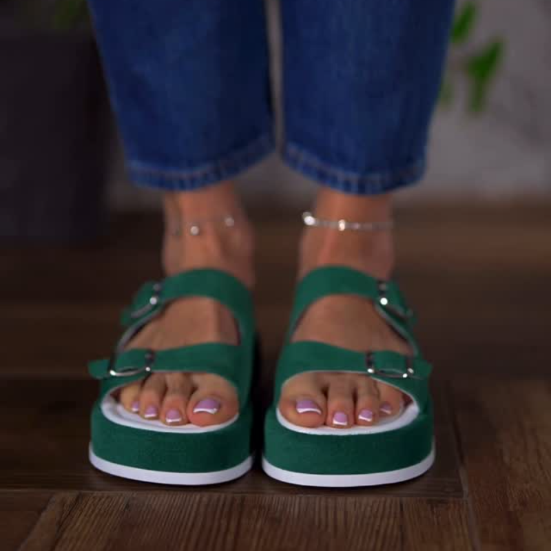 Green Velcro Thick Bottom Sandals