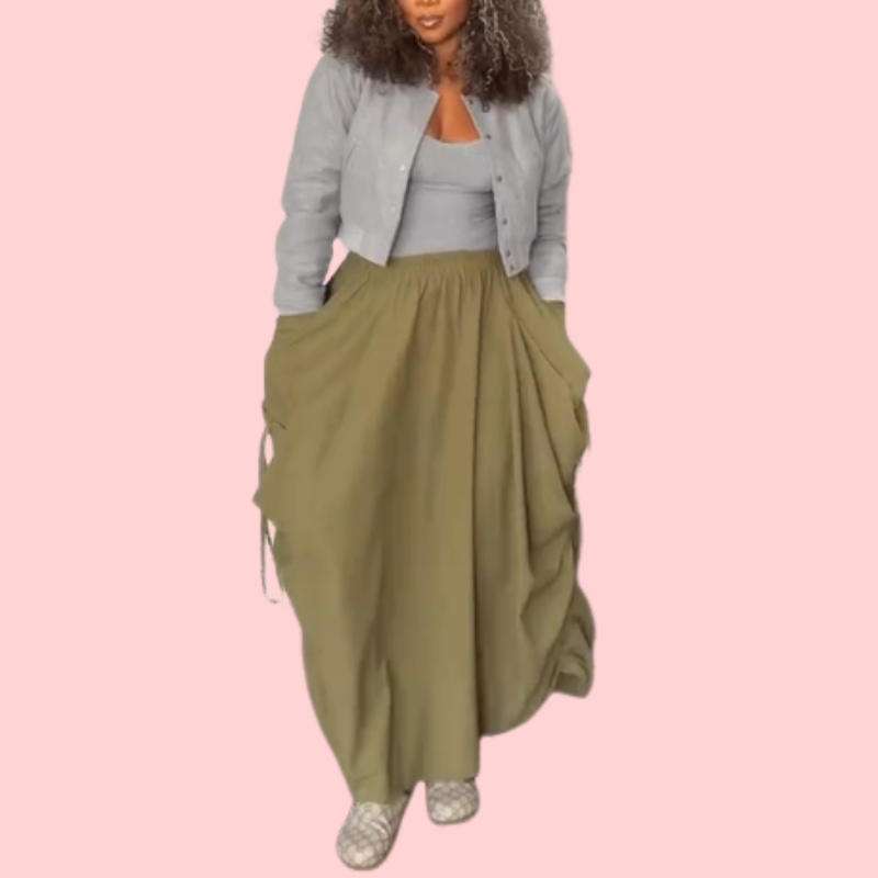 Solid Color Drawstring Pocket Skirt
