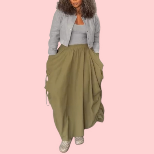 Solid Color Drawstring Pocket Skirt