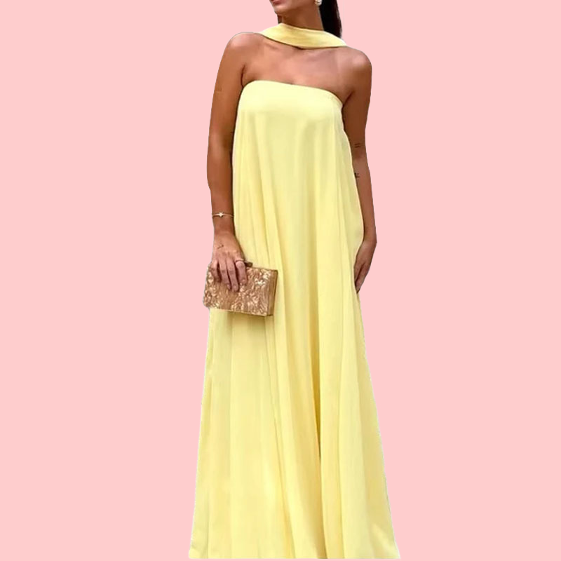 Yellow Sheath Flowing Maxi Dress