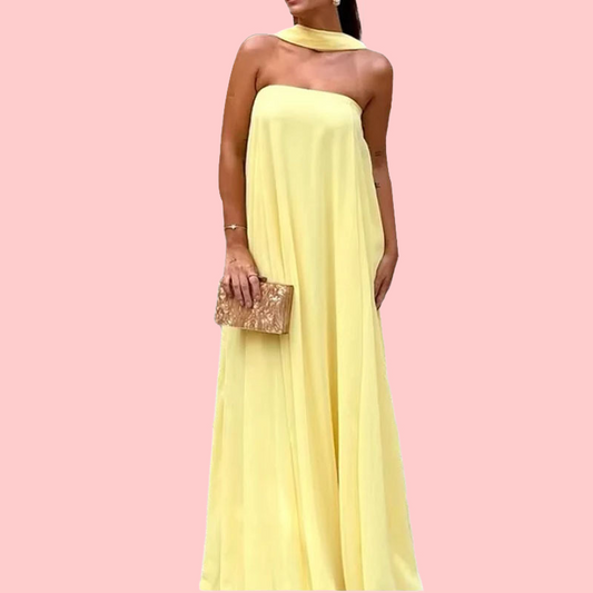 Yellow Sheath Flowing Maxi Dress