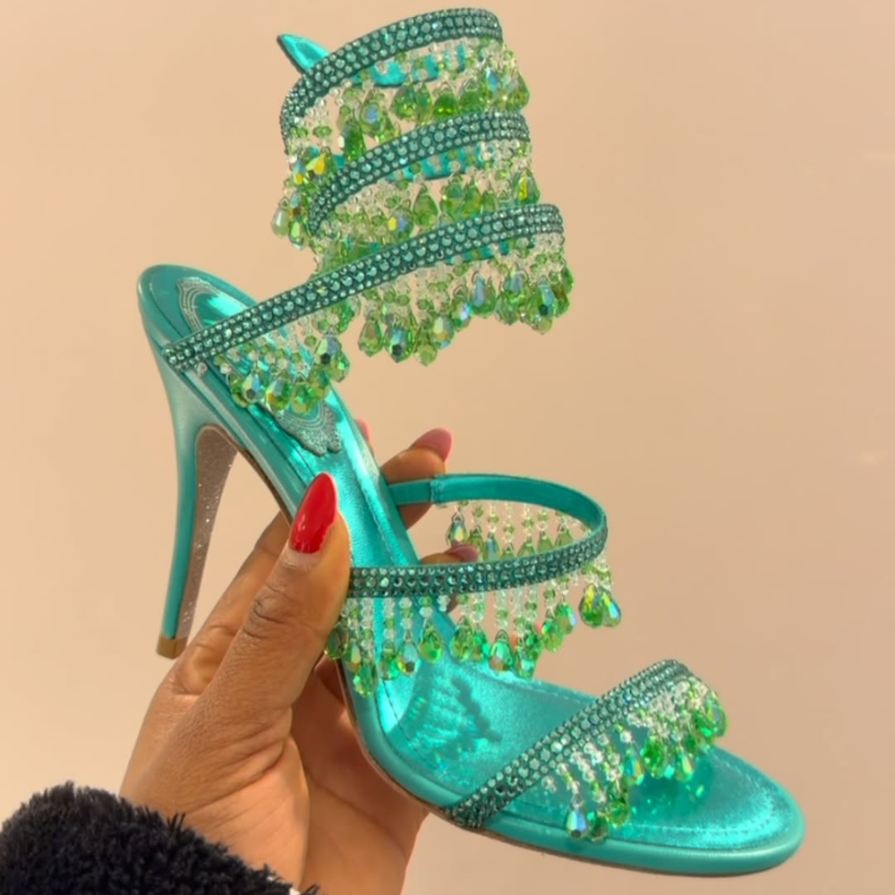 Rhinestone-encrusted Stiletto High Heels