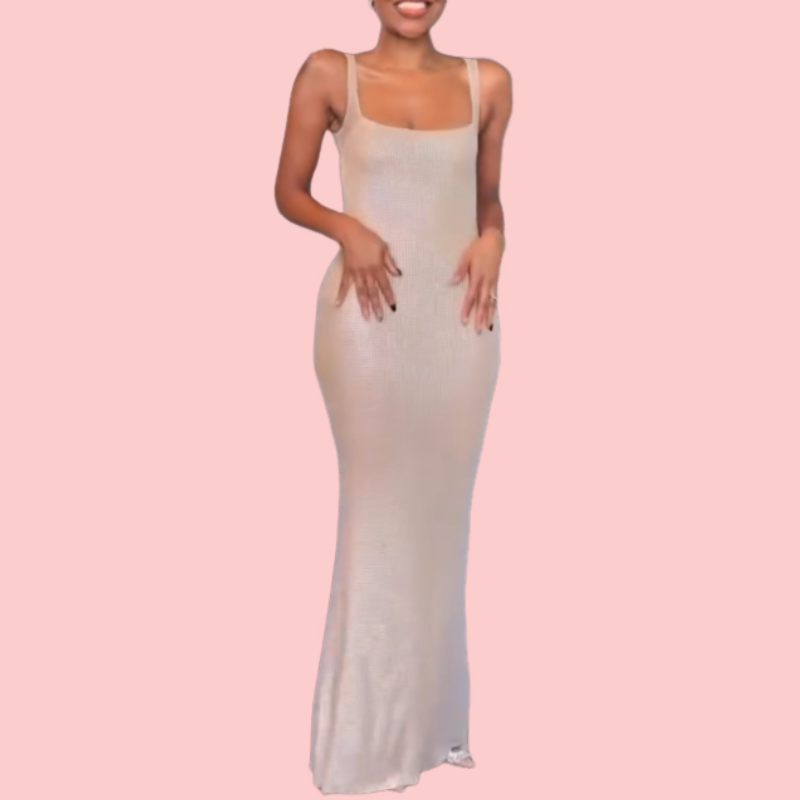 Halter Diamond Backless Maxi Dress