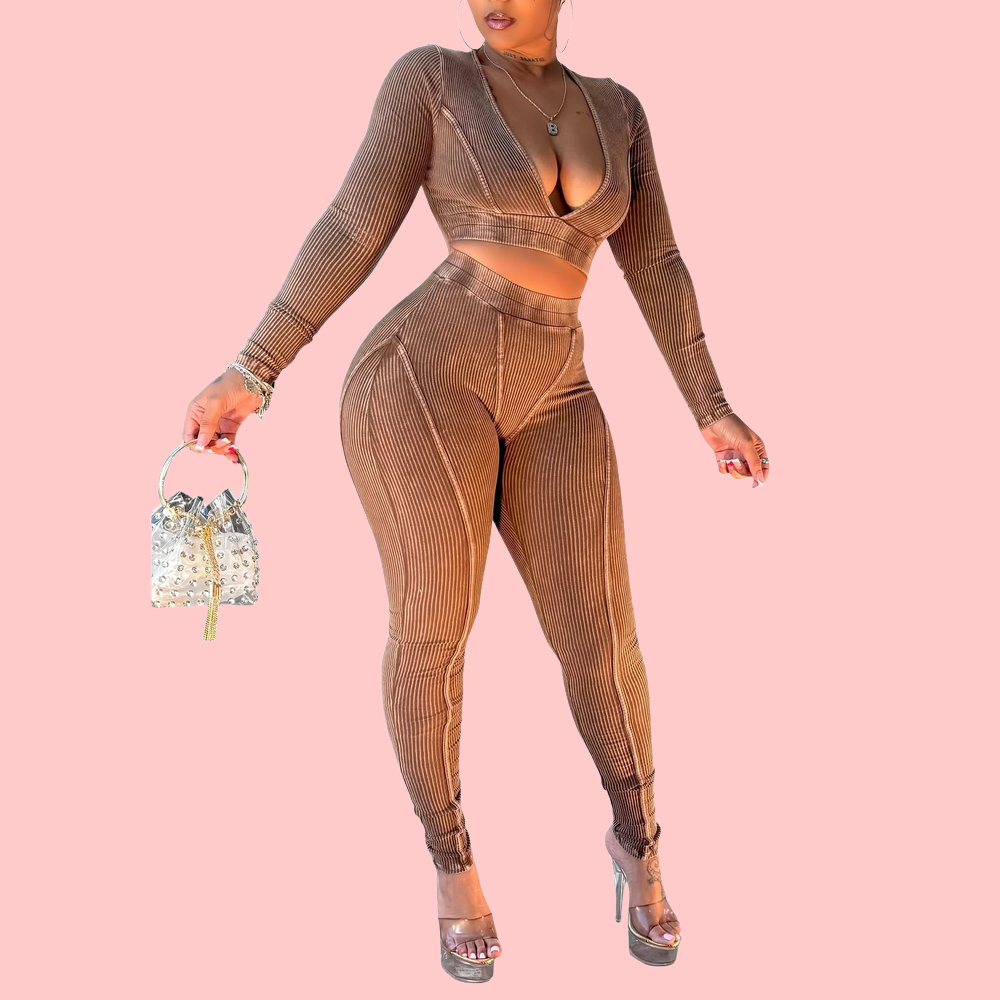 Washed Corduroy Two-Piece Set