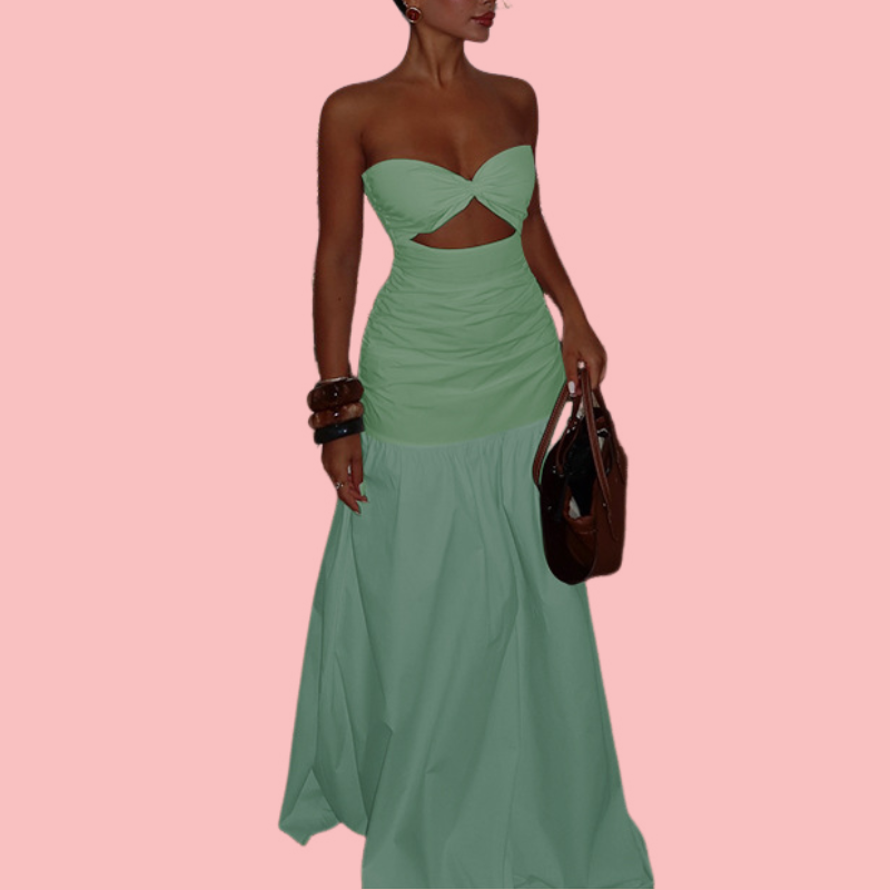 Solid Color Sheath Cutout Maxi Dress