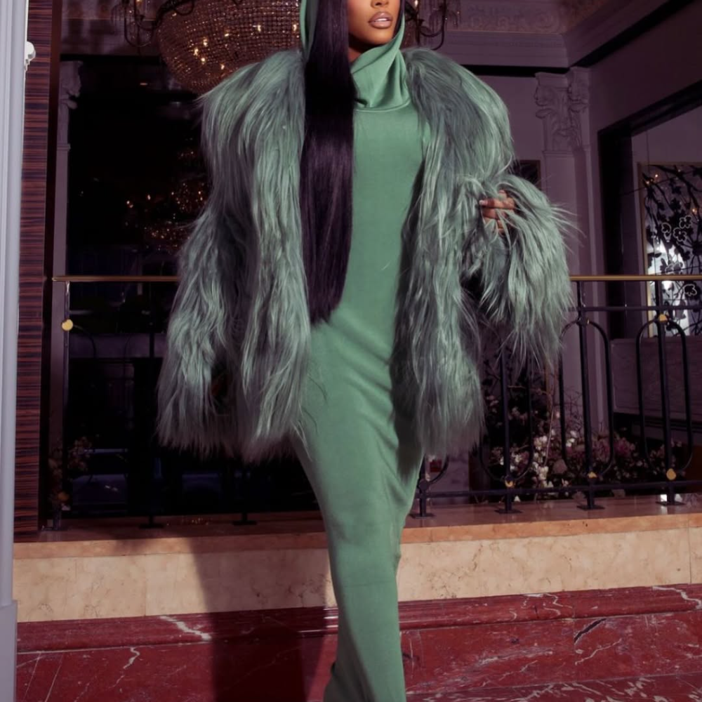 Green Faux Fur Coat