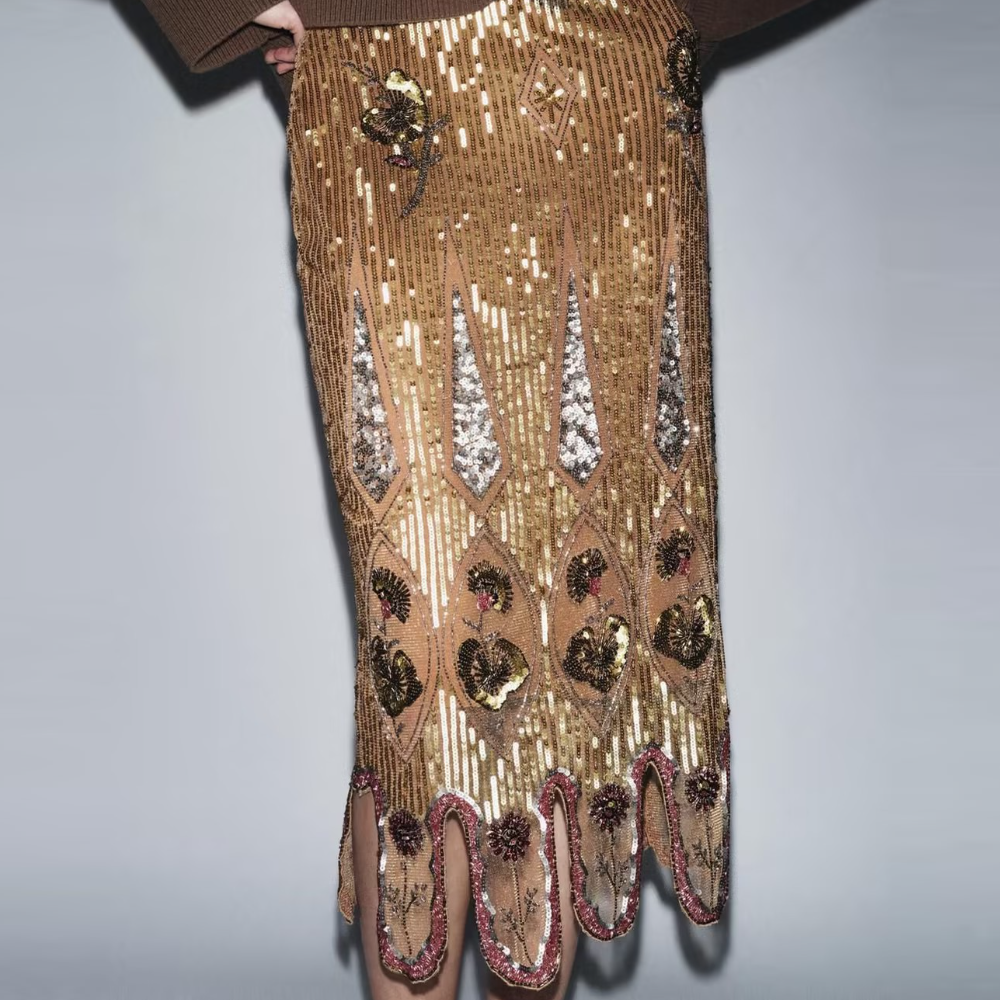 Gold Retro Sequin Skirt