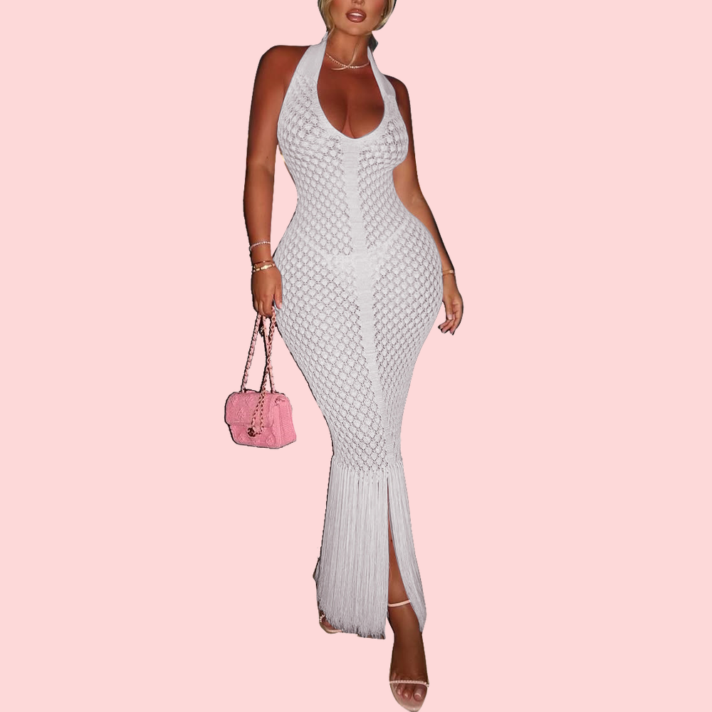 Knit Fringed Beach Dress