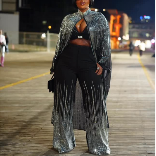 Sparkling Rhinestone Two-Piece Set