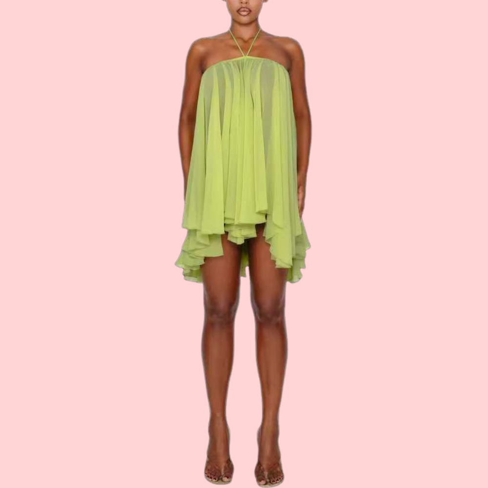 Loose-fitting Tube Neck Mini Dress