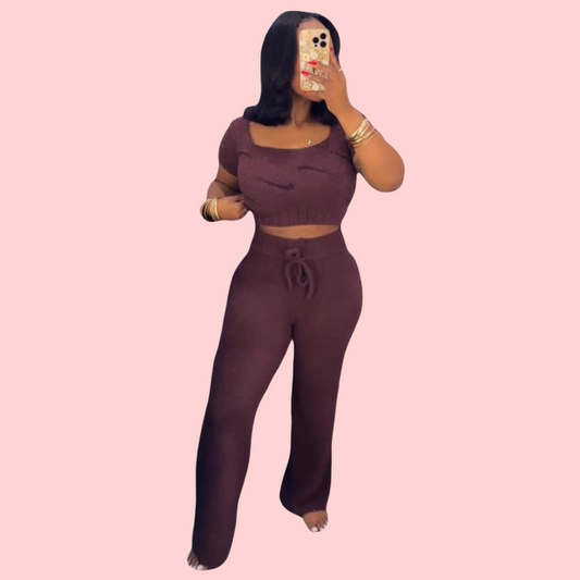 Fleece Knit Two-Piece Set