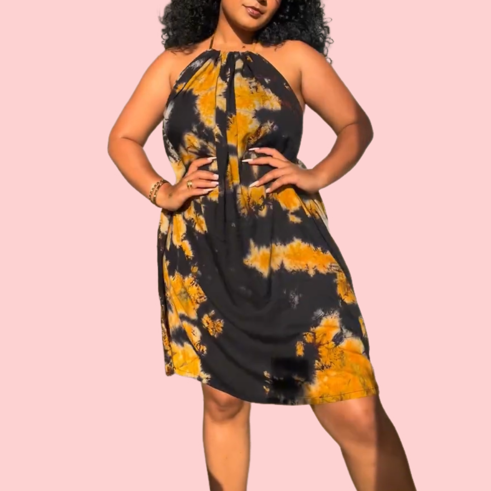 Tie-Dye Backless Mini Dress