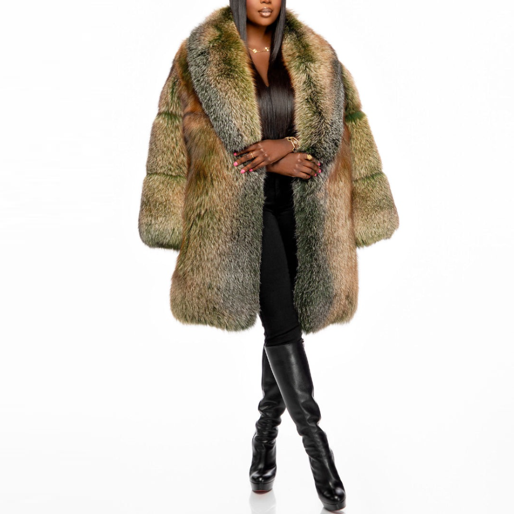 Faux Fur Mid-Length Coat