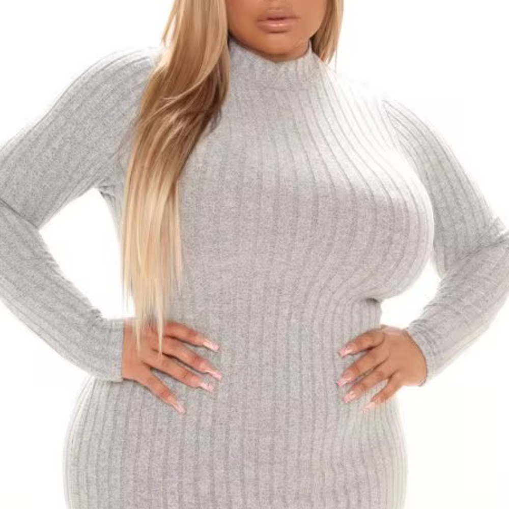 Gray Knit Sweater Dress