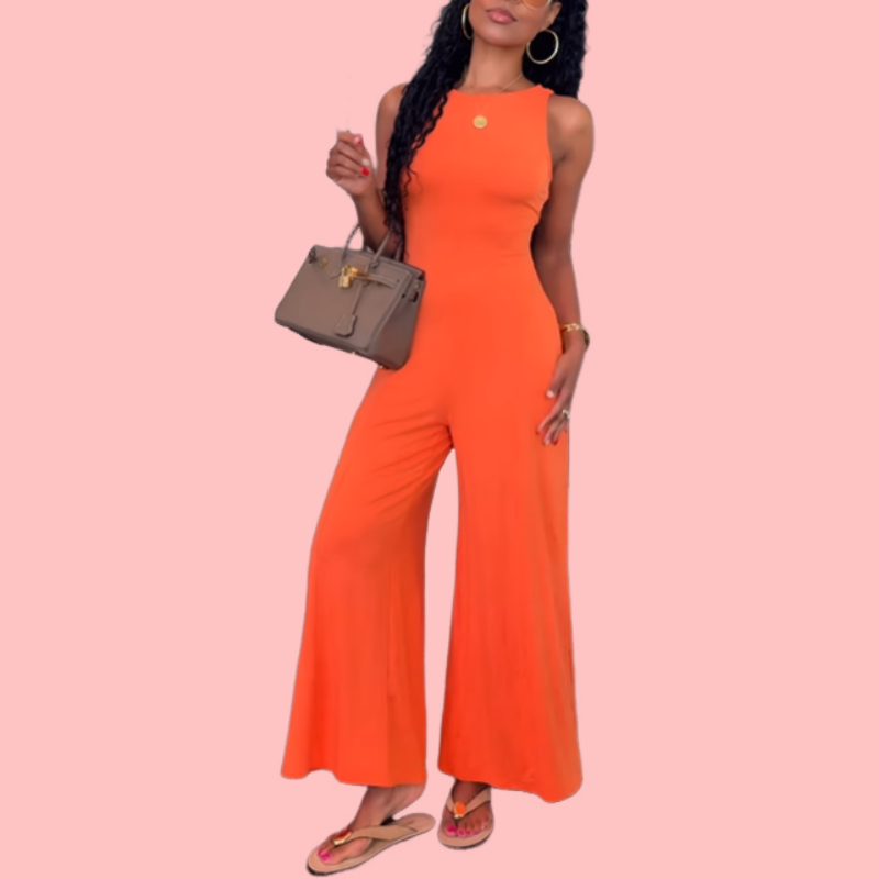 Orange Sleeveless Backless Jumpsuit