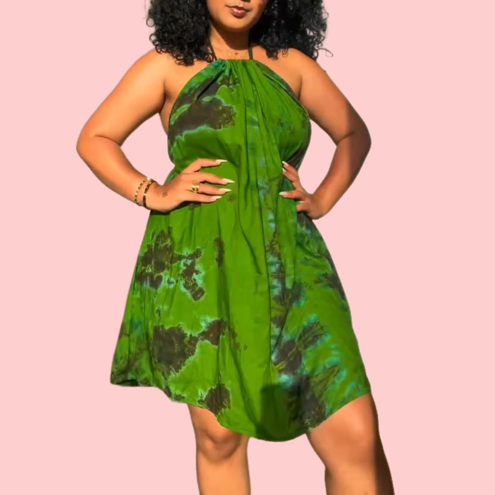 Tie-Dye Backless Mini Dress