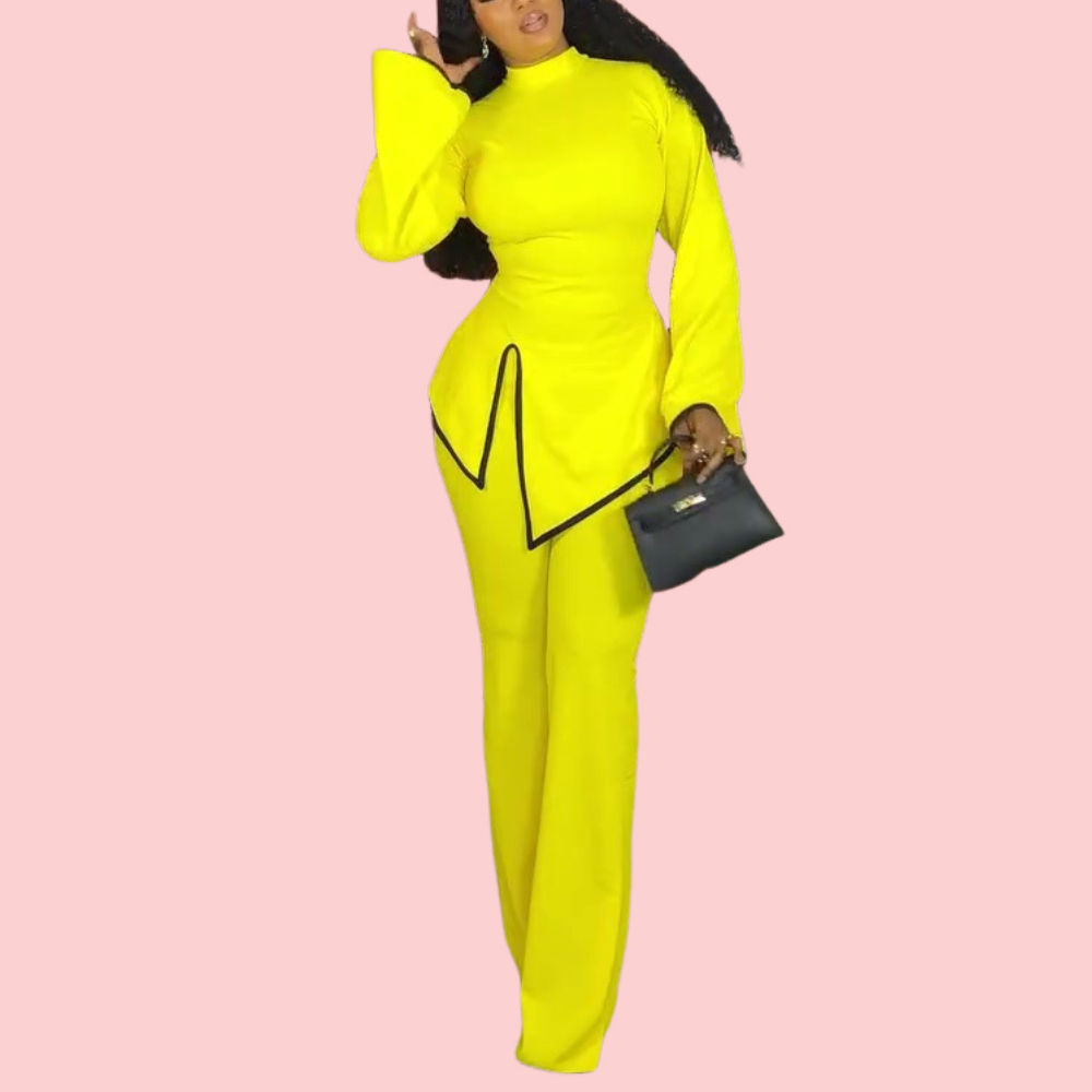 Colored Slimming Long-Sleeve Top & Pants Set