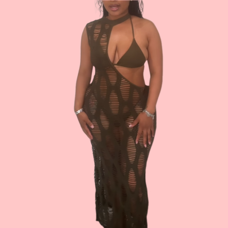 Knit Cutout Bikini 3 Piece Set