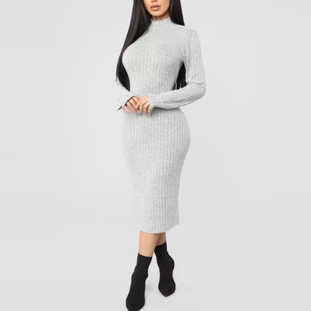 Gray Knit Sweater Dress