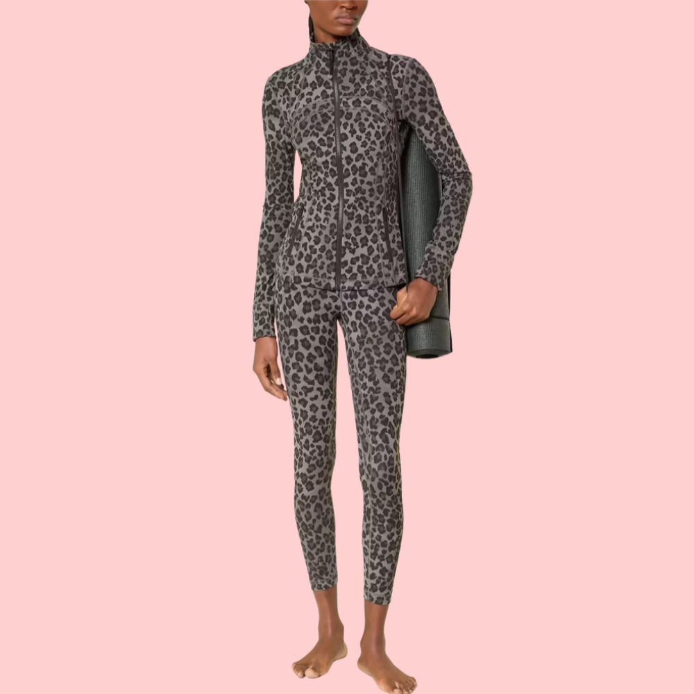 Leopard-Print Yoga Two-Piece Set