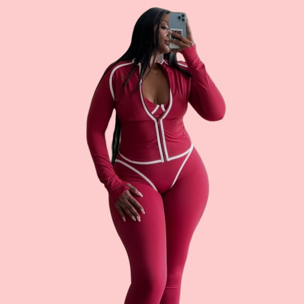 White Striped Yoga Three-Piece Set