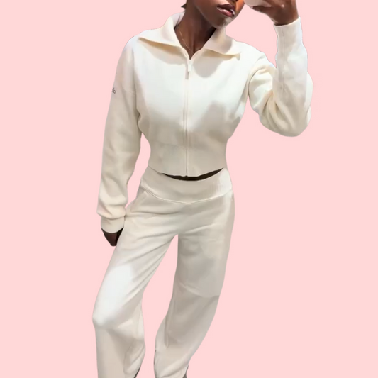 Knit Zipper Jacket & Pants Set