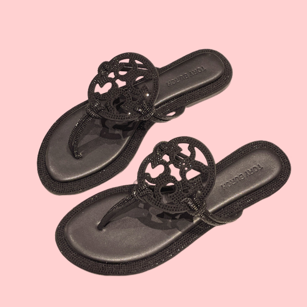 Rhinestone-Embellished Flip-Flops